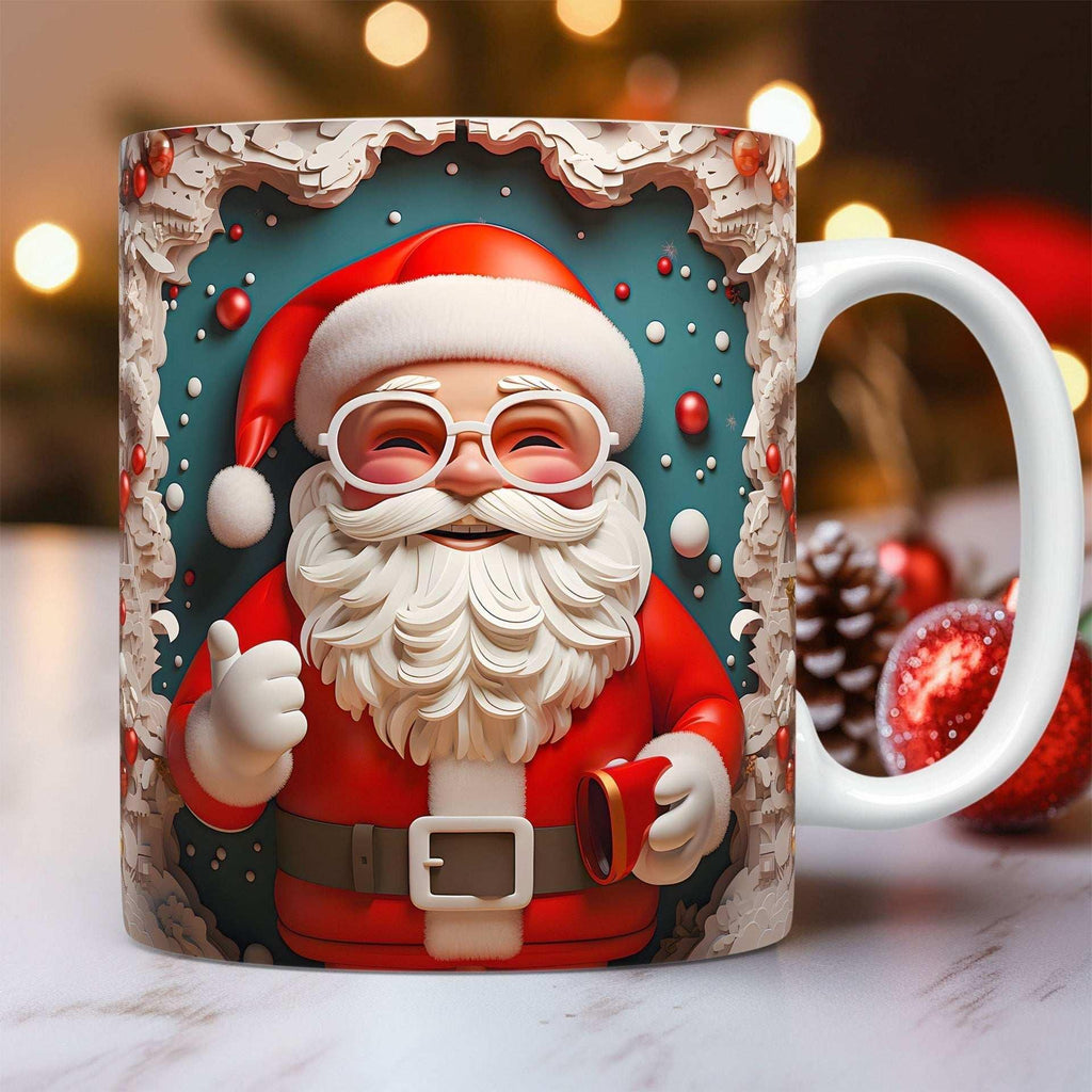 3D Christmas Ceramic Mug – Santa Coffee Cup Gift for Kids & Adults - ZA-Zola