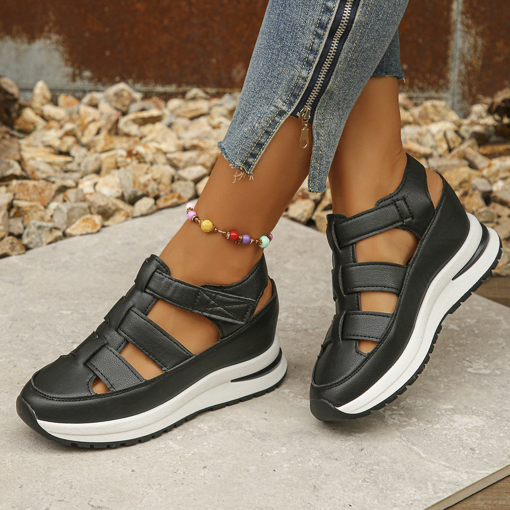 Women’s Closed Toe Hollow Wedge Breathable Summer Shoes