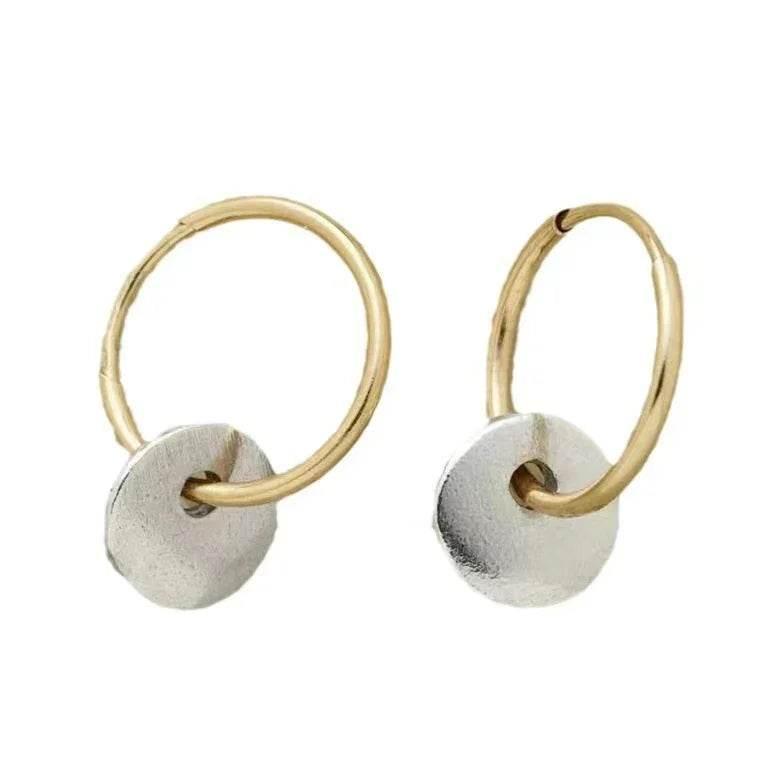Simple Dual Color Circle Electroplated Earrings - ZA-Zola