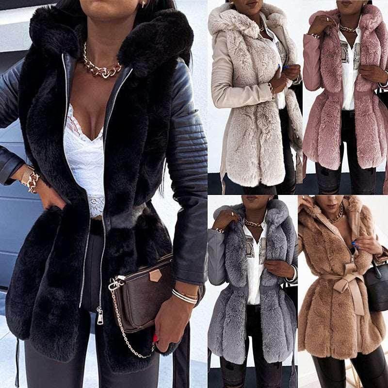 New Fur Belt Hooded Jacket – Shop Now! - ZA-Zola