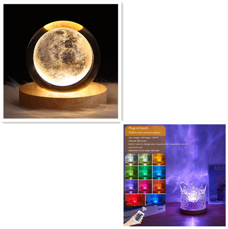 LED Water Ripple Ambient Night Light | RGB Crystal Projection Lamp 