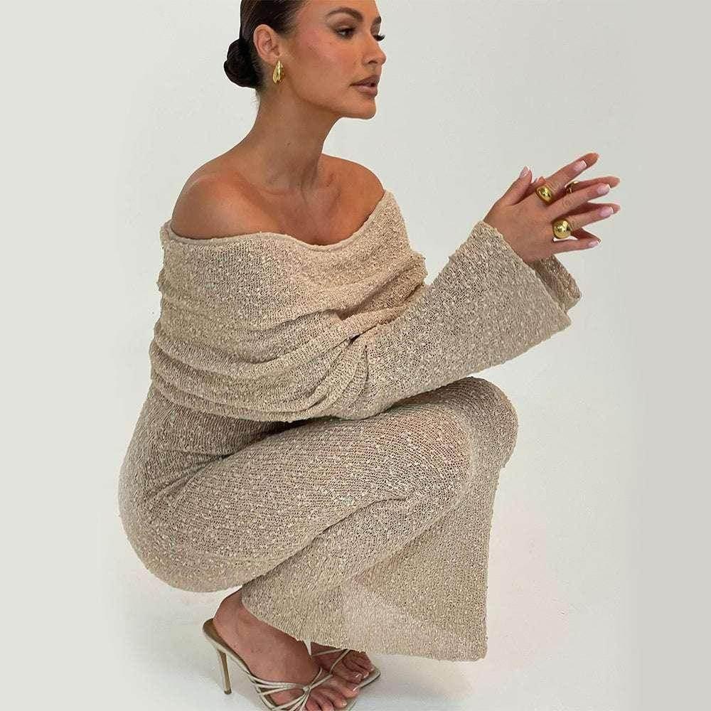 One-Shoulder Knitted Long Sleeve Dress – Beach to Bar Chic - ZA-Zola