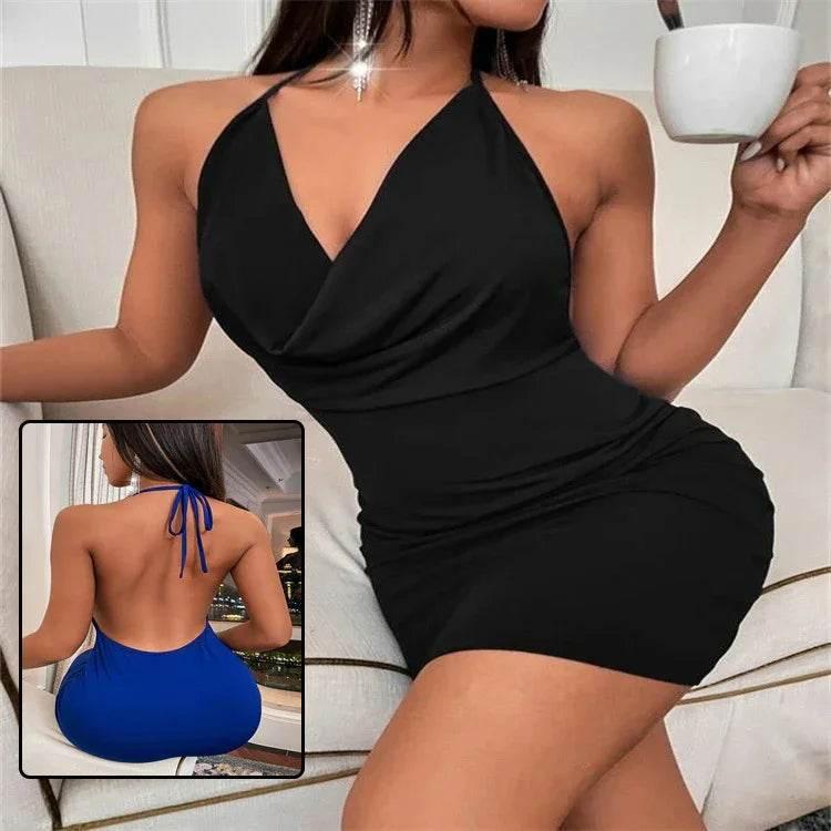 Summer Deep V-neck Backless Halter Dress - Stylish Midi - ZA-Zola