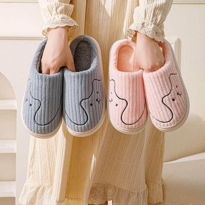 Striped Cat Slippers – Cozy Plush Indoor Footwear - ZA-Zola
