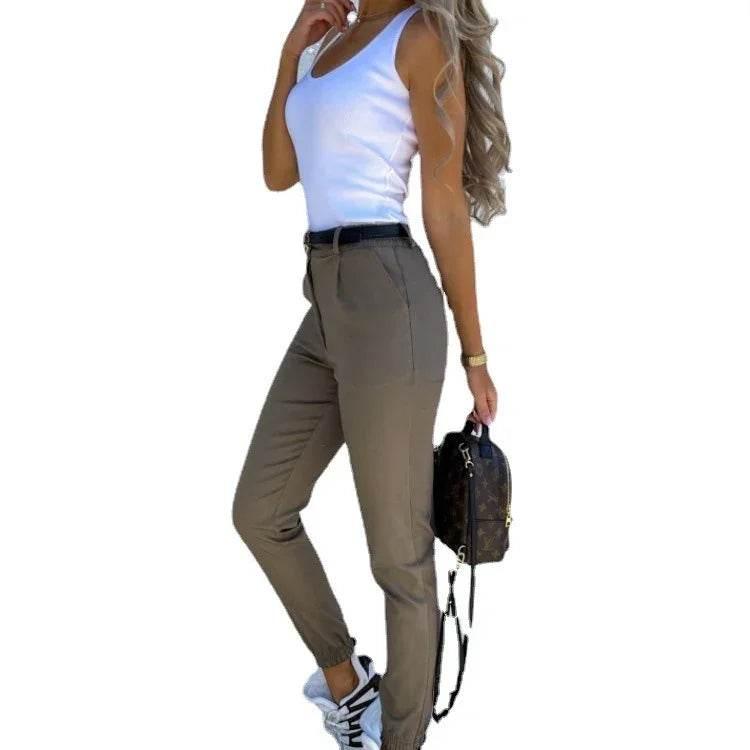 Slim Cropped Casual Trousers with Pockets – Women - ZA-Zola