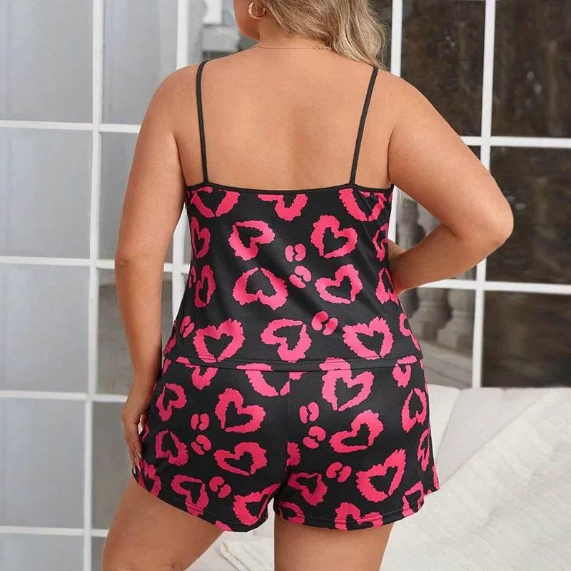 Plus Size Heart Print Shorts Set | Shop Now - ZA-Zola