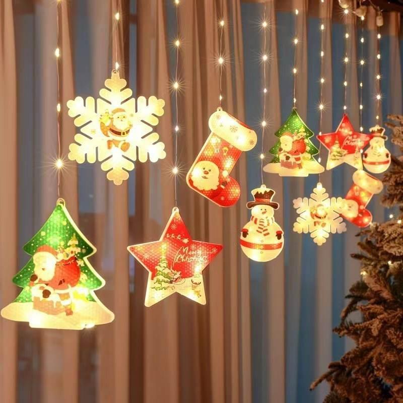 Painted Christmas Curtain Lights | Warm Ambience Holiday Décor - ZA-Zola