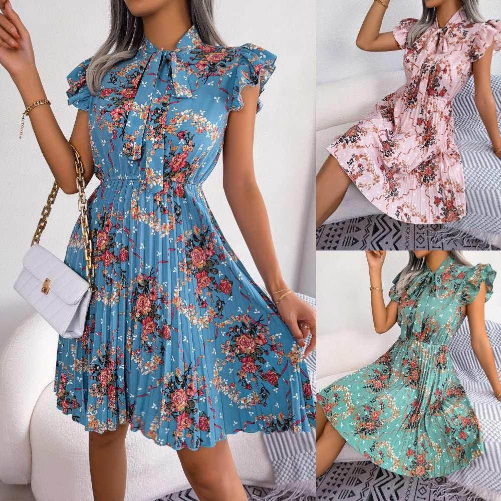 Elegant Floral Pleated Chiffon Skirt – S–XL - ZA-Zola