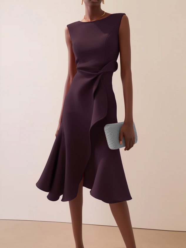 Women’s Sleeveless Round Neck Temperament Long Dress