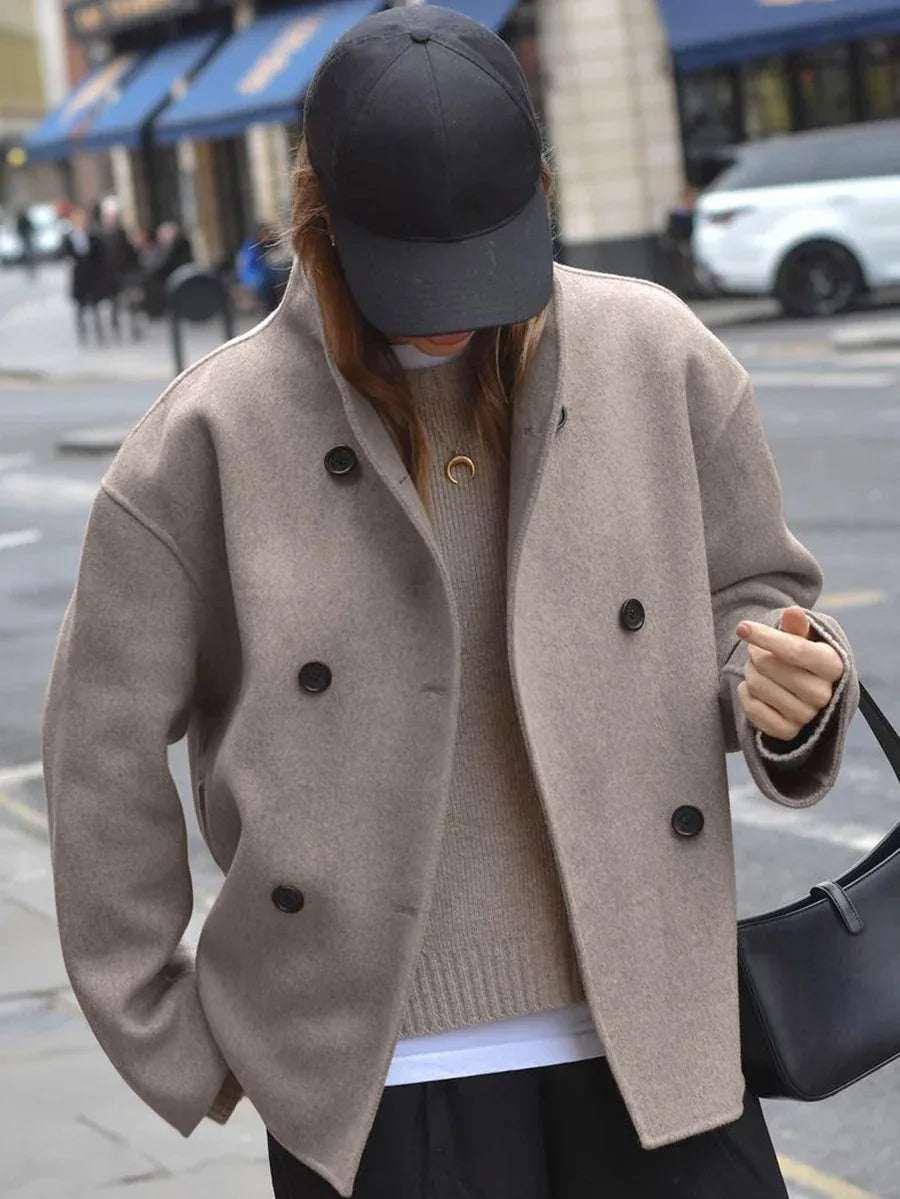 Vintage Brown Woolen Coat for Women | Elegant Winter Wear - ZA-Zola