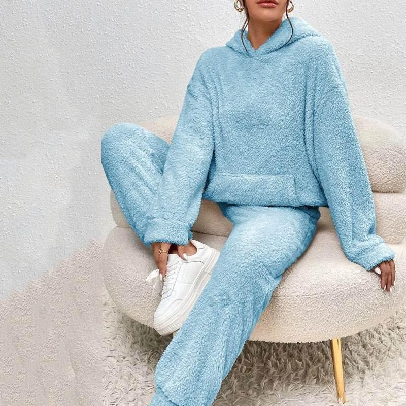 Winter Plush Pajama Set for Women | Warm Hooded Loungewear - ZA-Zola