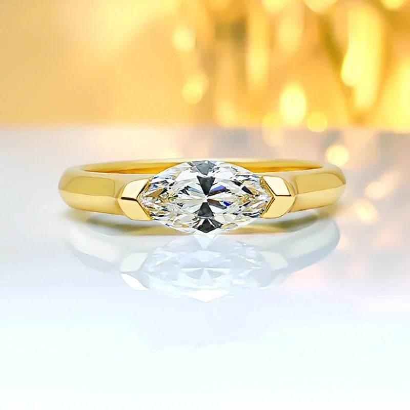 Simple Horse Eye Diamond Couple Ring - ZA-Zola