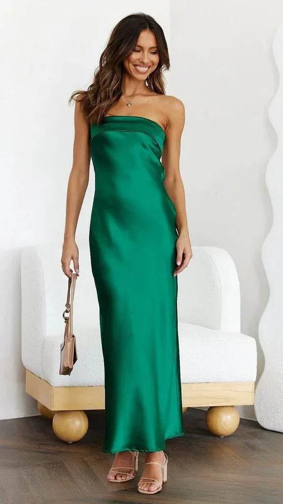 Summer Tube Top Long Dress with Backless Floral Print - ZA-Zola