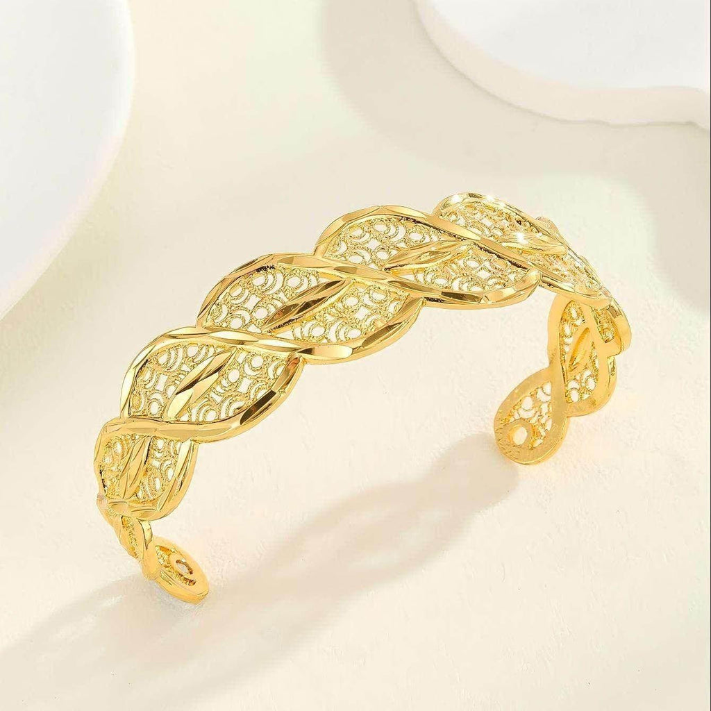 18K Gold Twisted Open Cuff Bracelet for Women - ZA-Zola