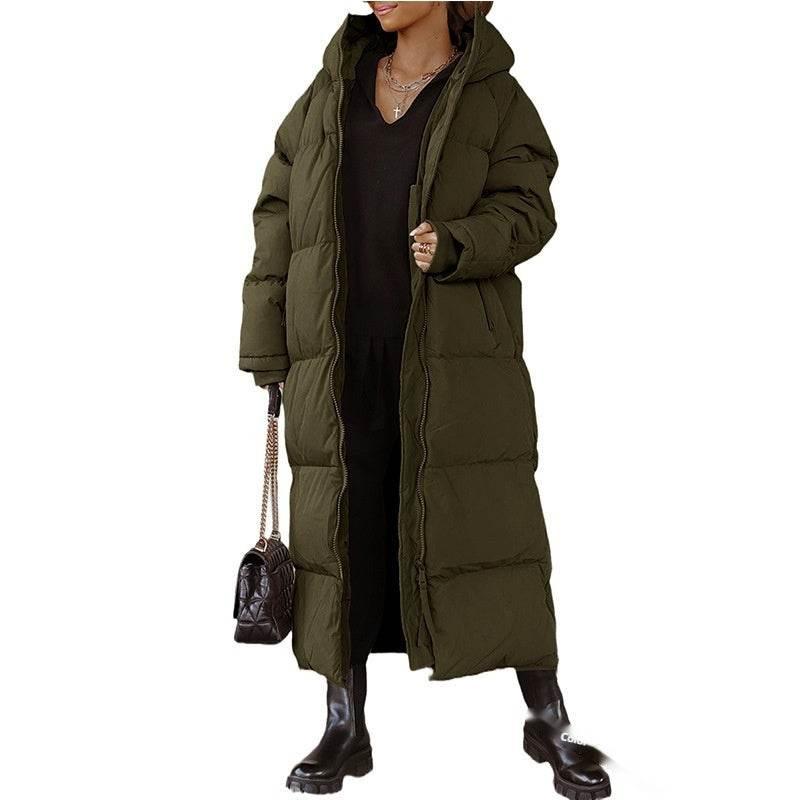 Hooded Long Casual Zip Coat – Stylish Women's Outerwear - ZA-Zola