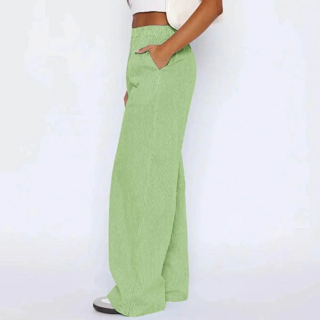 Striped Wide-Leg Pants with Pockets – Chill Fit - ZA-Zola