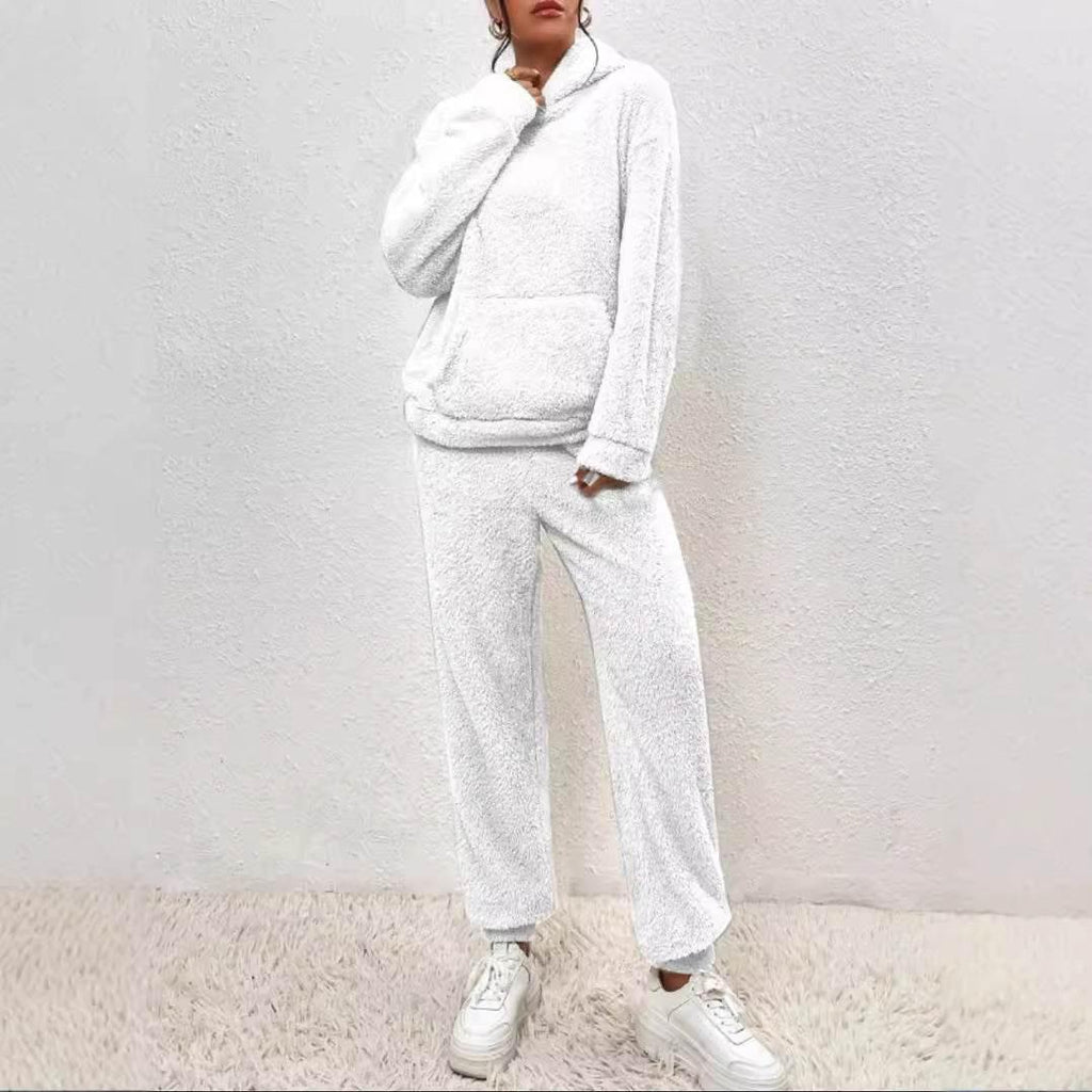 Winter Plush Pajama Set for Women | Warm Hooded Loungewear - ZA-Zola