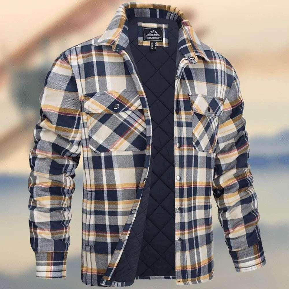 Long Sleeve Lapel Checks Shirt Men's Jacket – Winter Warm - ZA-Zola