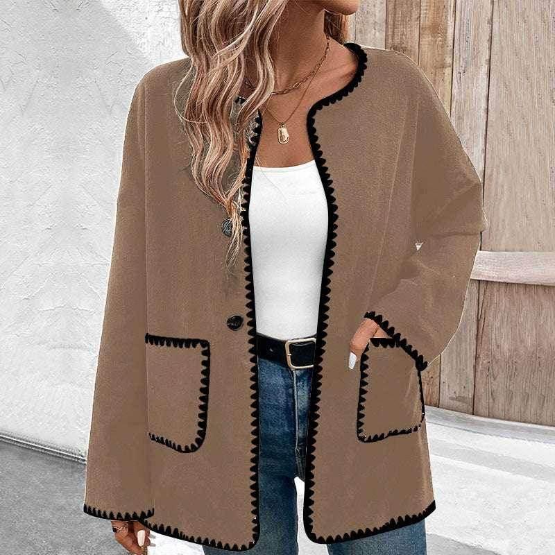 Loose Color Matching Long Sleeve Coat – Casual Outerwear - ZA-Zola