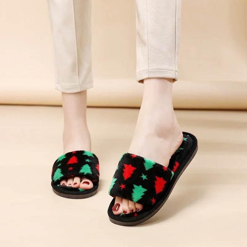 Christmas Tree Plush Slippers – Festive & Fuzzy Joy - ZA-Zola