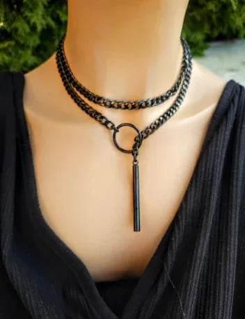 Stainless Steel Lariat Heart Necklace – Punk Rock Style - ZA-Zola