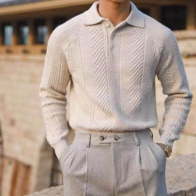 Men's Lapel Knitted Sweater - Stylish Winter Pullover - ZA-Zola