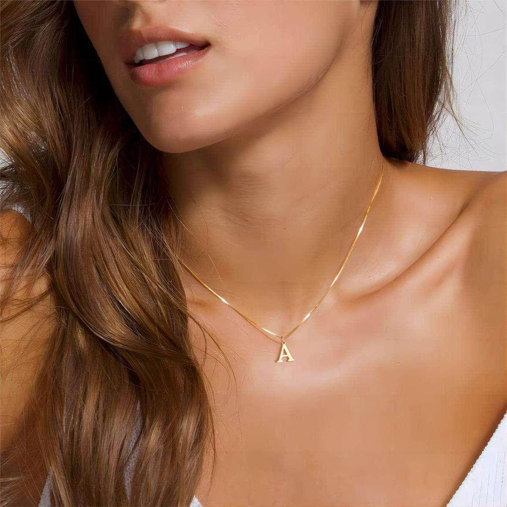 Gold Letter Pendant Necklace – Personalized Charm - ZA-Zola