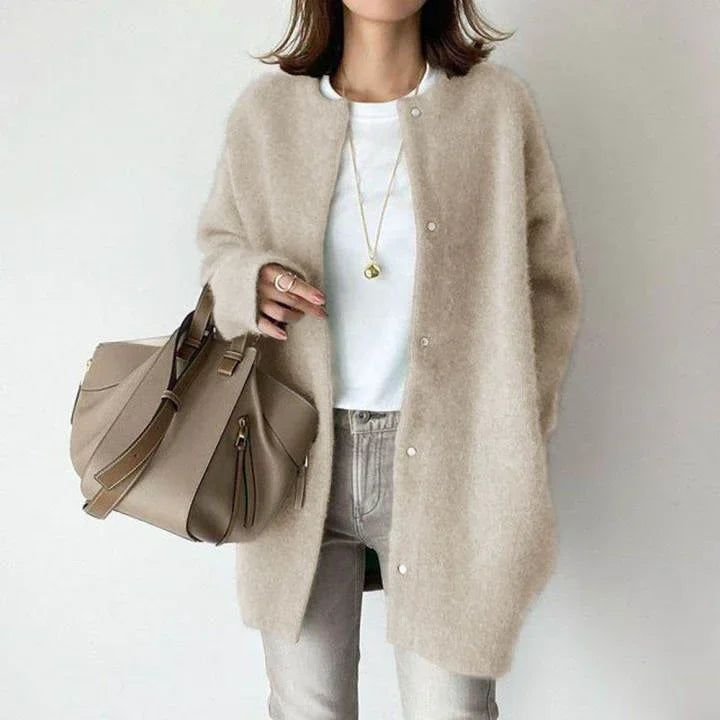 Loose Round Neck Cardigan Women Casual Knit Coat - ZA-Zola