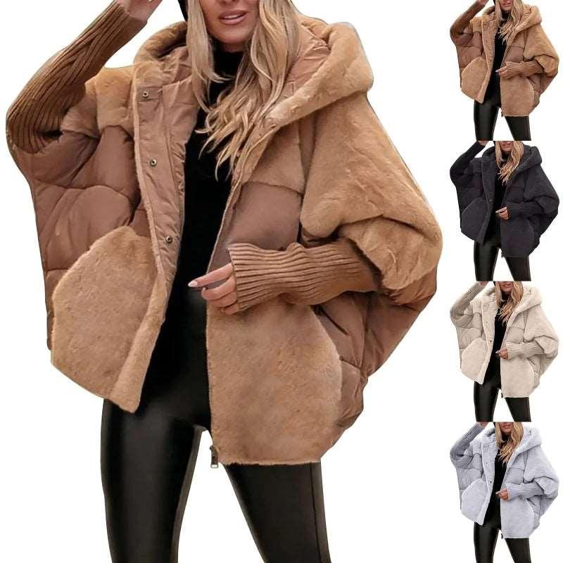 Women’s Faux Fur Patchwork Winter Coat | Hooded Chic - ZA-Zola