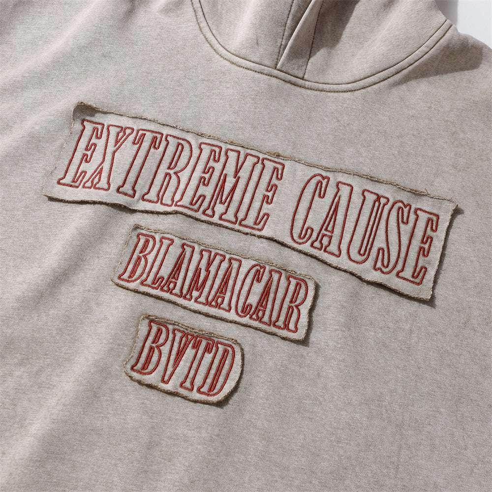 Letter Patch Embroidered Hoodie - Stylish Streetwear - ZA-Zola