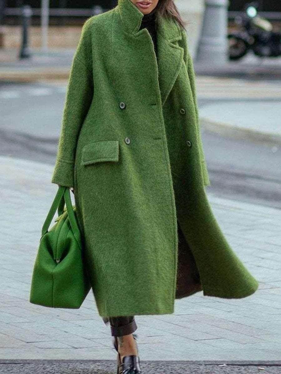 Long Woolen Coat – Solid Color Temperament Commuting Coat - ZA-Zola