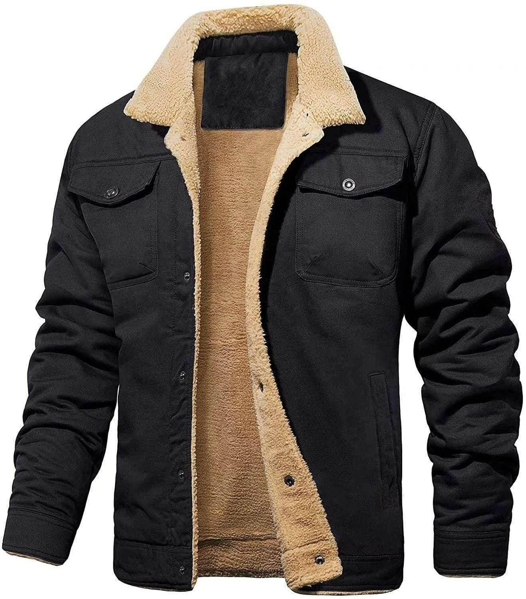 Men's Hooded Fleece-Lined Jacket - Mid-Length Overalls - ZA-Zola