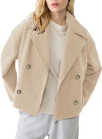 Double Breasted Wool Blazer Women Winter Coat - ZA-Zola