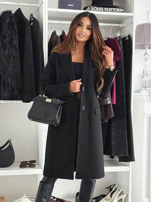 Lapel Single-Breasted Wool Coat – Women’s Winter Jacket - ZA-Zola
