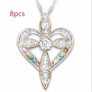 Love Heart Cross Pendant Necklace – Unisex Alloy - ZA-Zola
