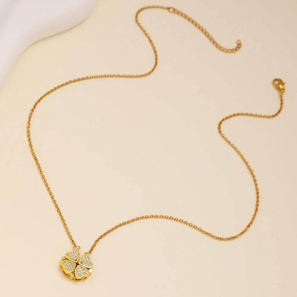 Magnetic Heart Clover Necklace – 4-in-1 Design - ZA-Zola