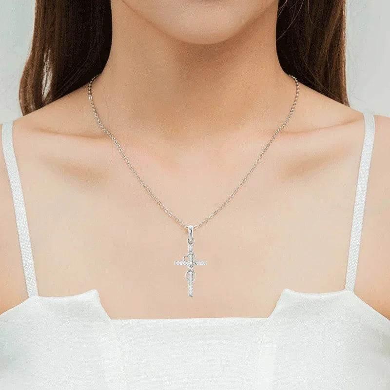 Alloy Diamond Cross Necklace – Stylish & Unisex - ZA-Zola