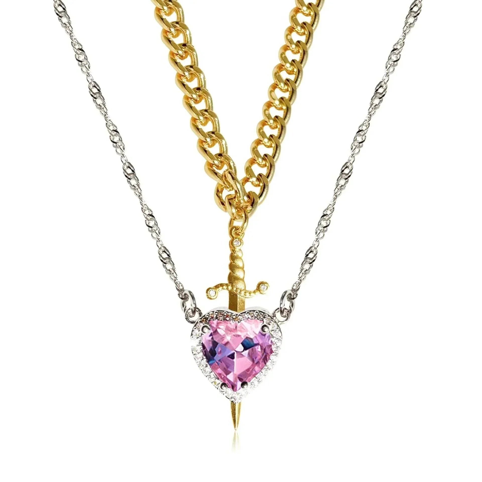 Heart & Sword Necklace Set - Gift for Couples - Buy Now! - ZA-Zola