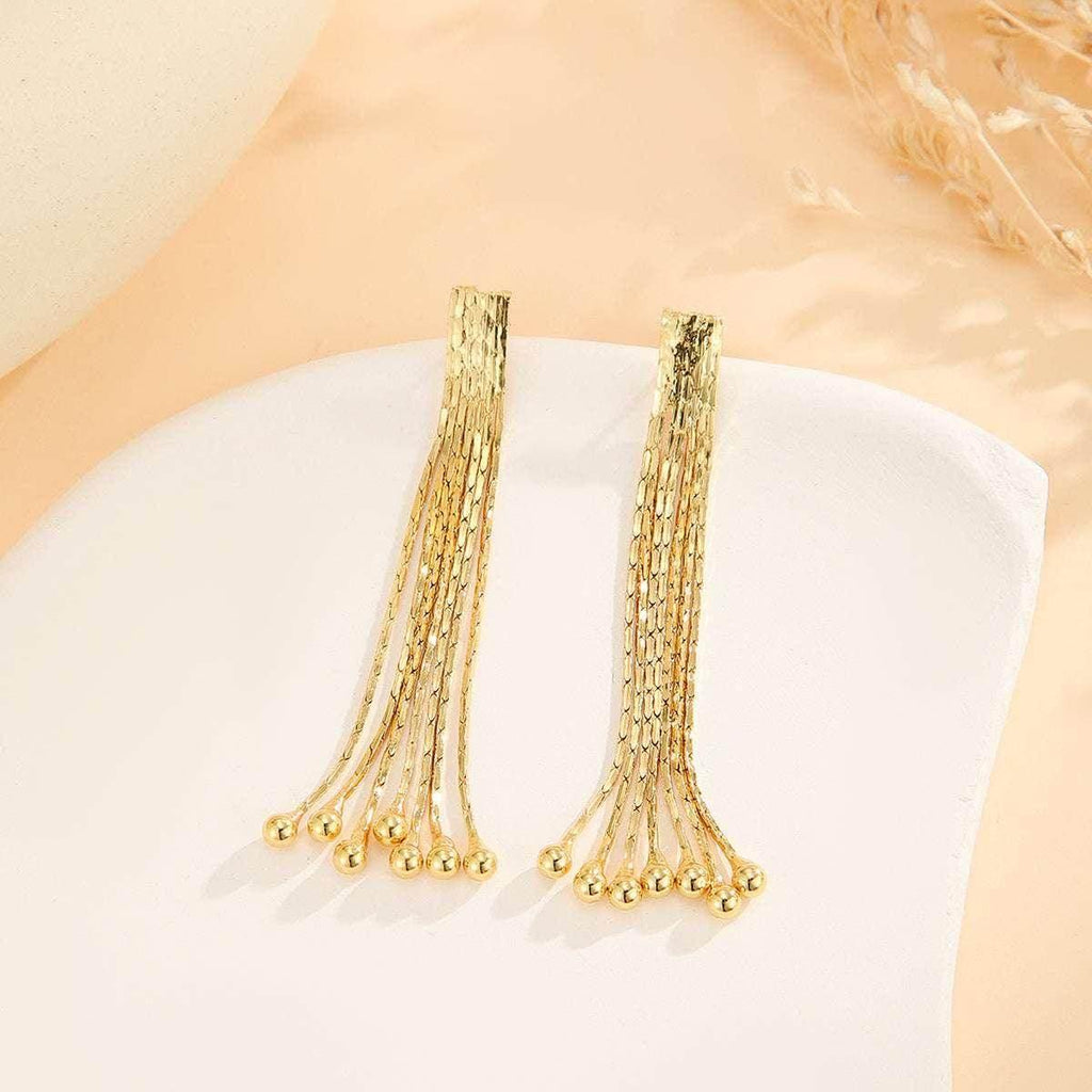Gold Tassel Chain Earrings – Elegant Party Wear - ZA-Zola