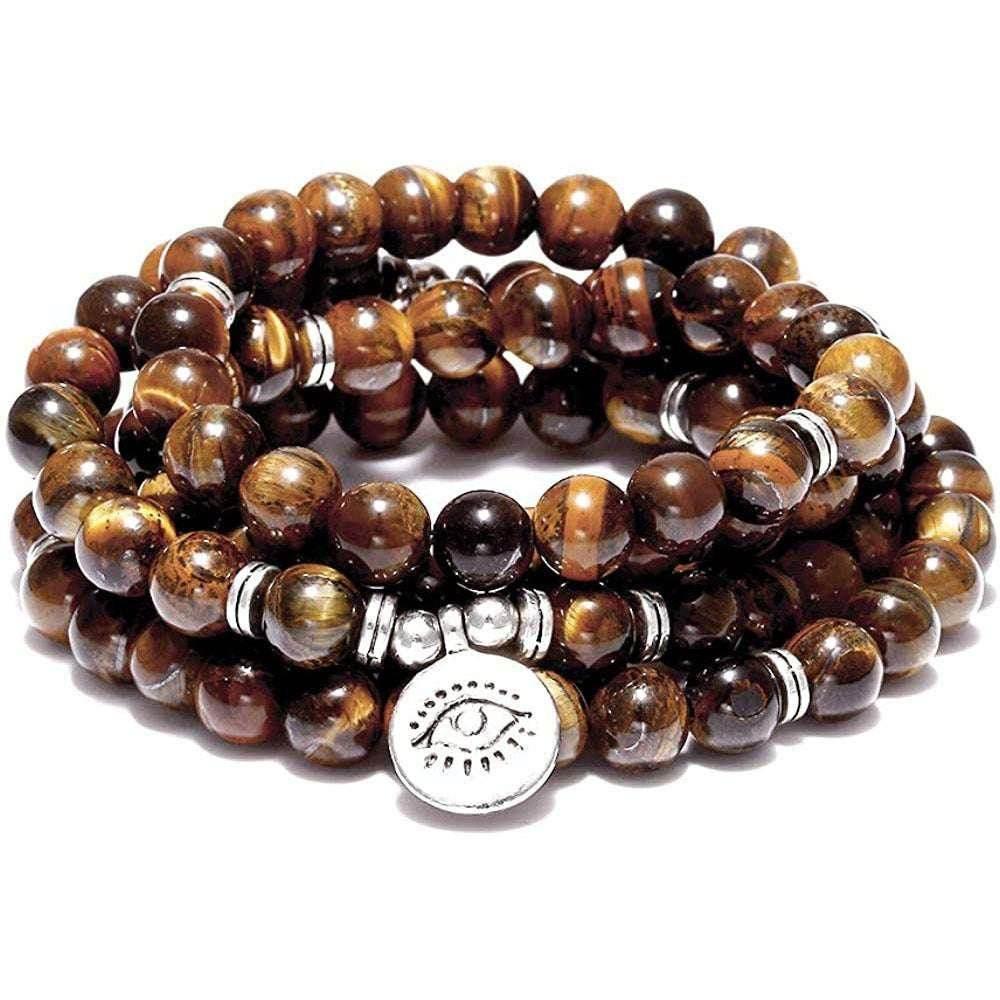 Tiger Eye 108 Beads Buddha Bracelet for Balance - ZA-Zola