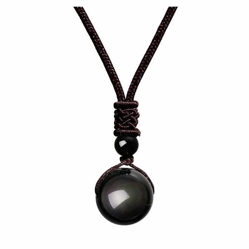 Natural Obsidian & Amethyst Pendant Necklace - ZA-Zola
