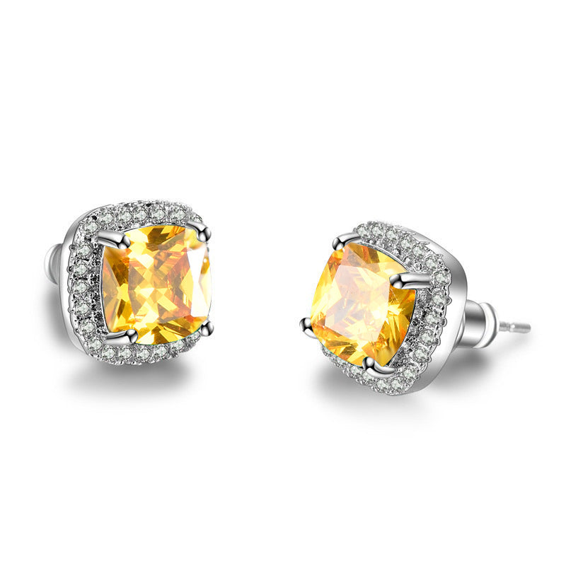 Minimalist Emerald Zircon Studs | Multi-Color Unisex