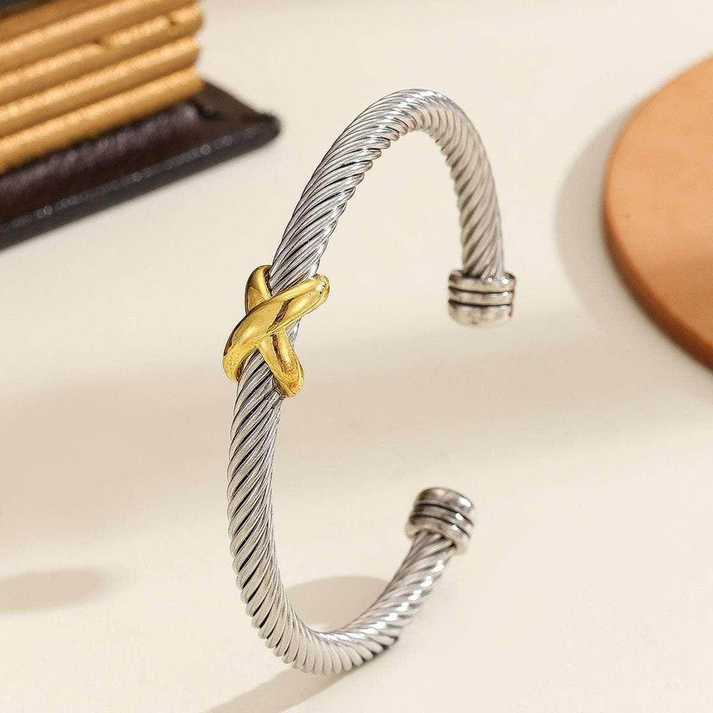 Unisex 8-Character Cross Steel Wire Bracelet - ZA-Zola