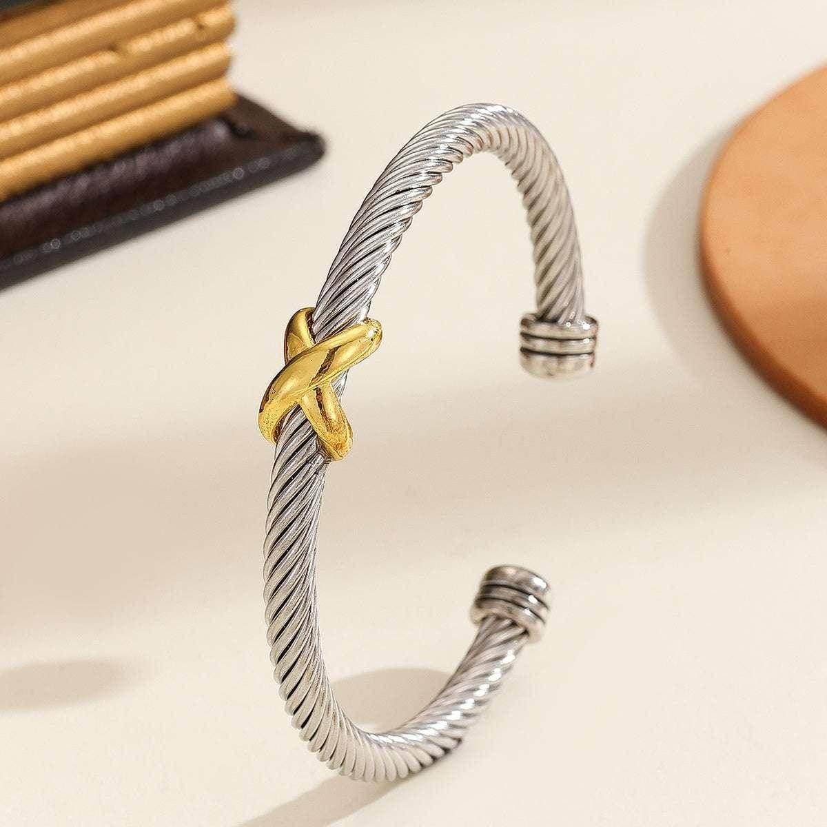 Unisex 8-Character Cross Steel Wire Bracelet - ZA-Zola