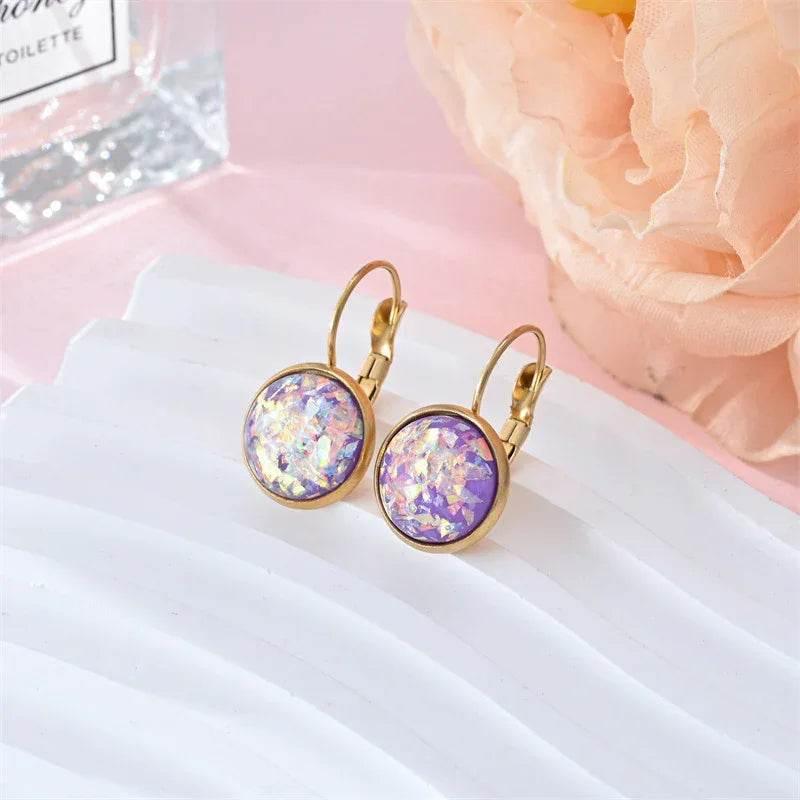 Sequin Rhinestone Stainless Steel Earrings - ZA-Zola