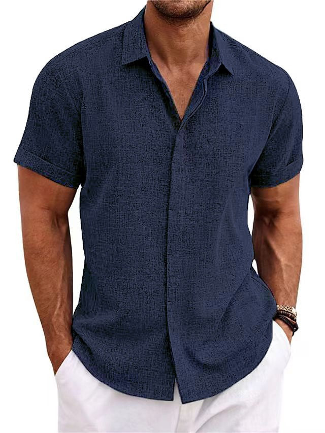Men’s Linen Style T-Shirt Loose Short Sleeve Casual