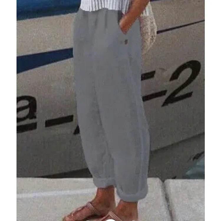 Cotton Linen Straight Casual Pants – Women - ZA-Zola