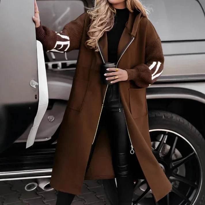 Hooded Windbreaker Long Jacket with Pockets for Women - ZA-Zola