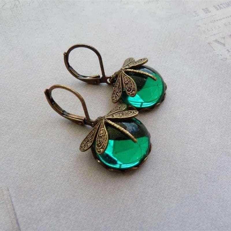 Boho Dragonfly Moonstone Drop Earrings Women - ZA-Zola