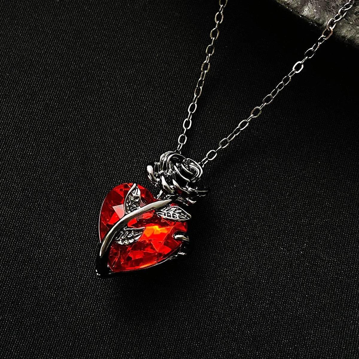 Shop Punk Rose Heart Necklace – Perfect Gift Today! - ZA-Zola